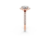 Rose gold Round Cut Halo Round Diamond Pavé Band Four-Prong Ring_2