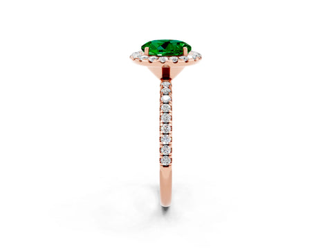 Rose gold Round Cut Halo Round Diamond Pavé Band Four-Prong Ring_2