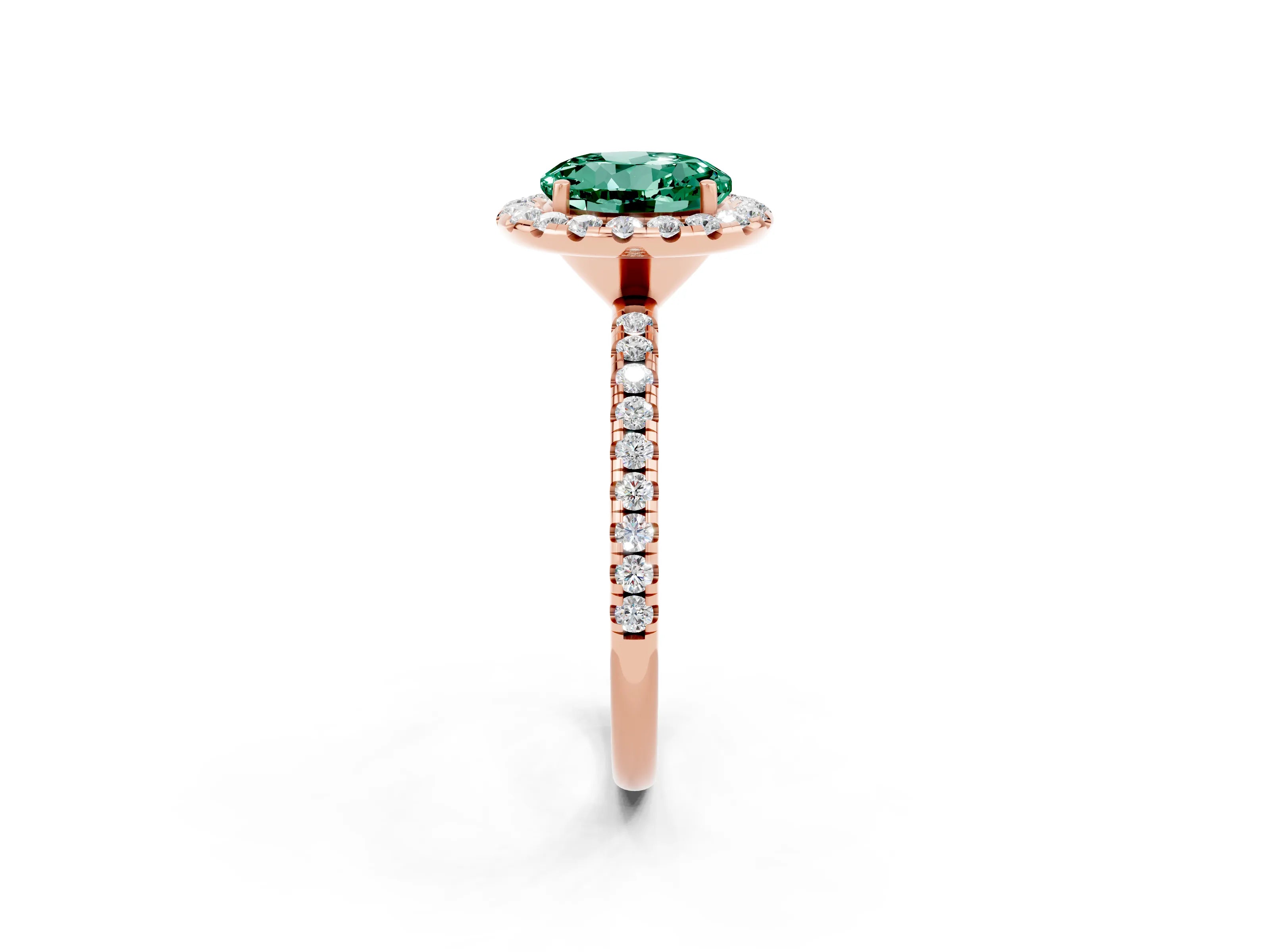 Rose gold Round Cut Halo Round Diamond Pavé Band Four-Prong Ring_2