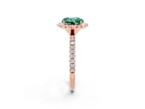 Rose gold Round Cut Halo Round Diamond Pavé Band Four-Prong Ring_2