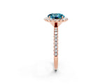 Rose gold Round Cut Halo Round Diamond Pavé Band Four-Prong Ring_2