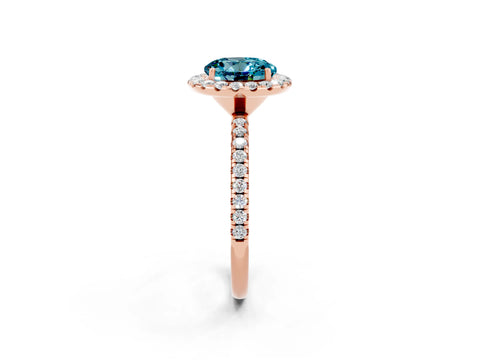 Rose gold Round Cut Halo Round Diamond Pavé Band Four-Prong Ring_2