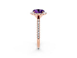 Rose gold Round Cut Halo Round Diamond Pavé Band Four-Prong Ring_2