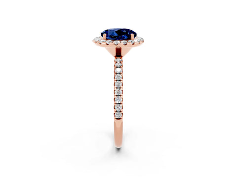 Rose gold Round Cut Halo Round Diamond Pavé Band Four-Prong Ring_2