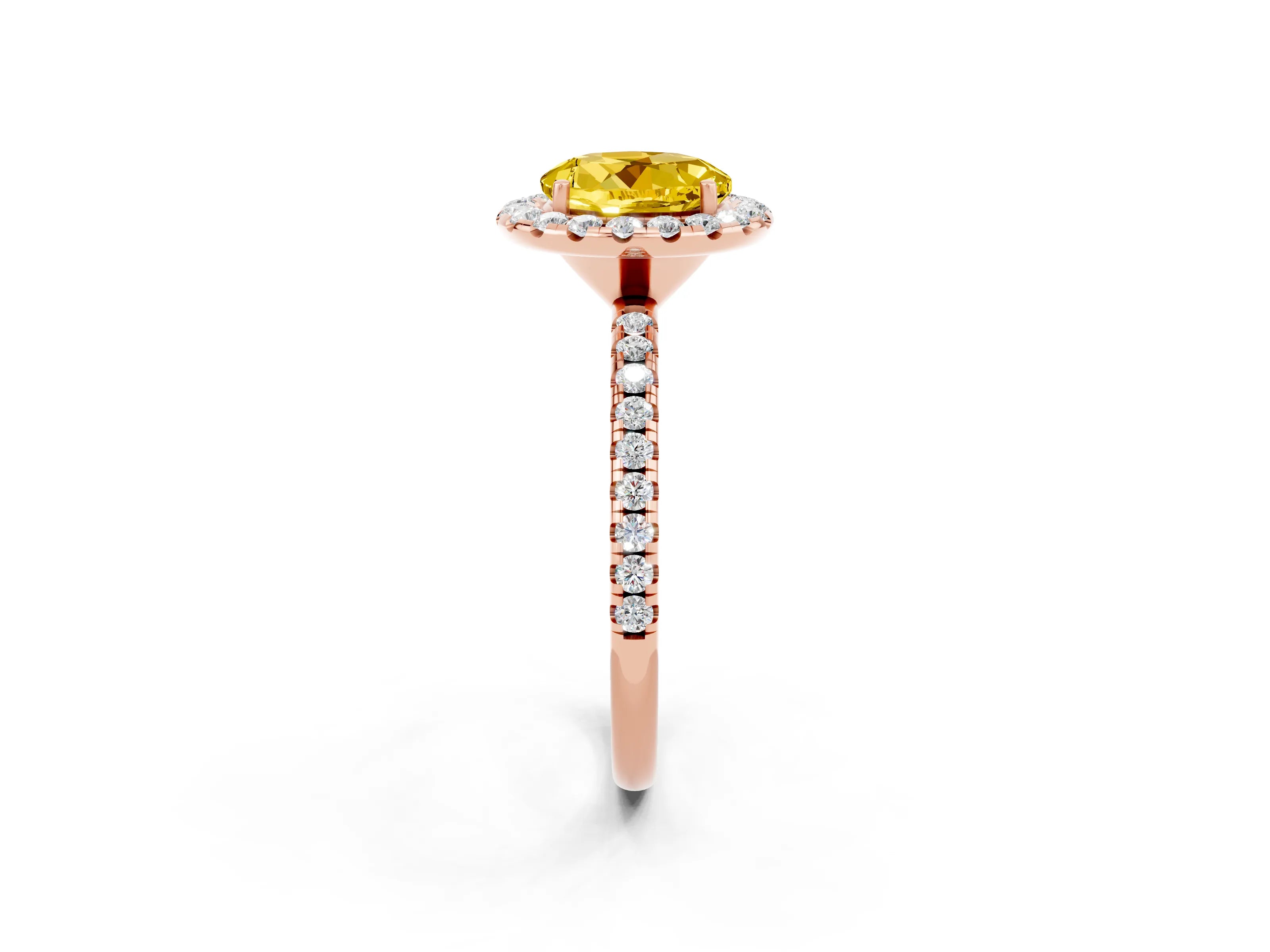 Rose gold Round Cut Halo Round Diamond Pavé Band Four-Prong Ring_2