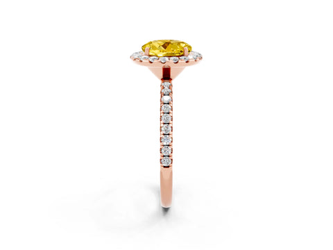Rose gold Round Cut Halo Round Diamond Pavé Band Four-Prong Ring_2