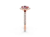 Rose gold Round Cut Halo Round Diamond Pavé Band Four-Prong Ring_2