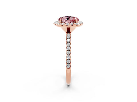 Rose gold Round Cut Halo Round Diamond Pavé Band Four-Prong Ring_2