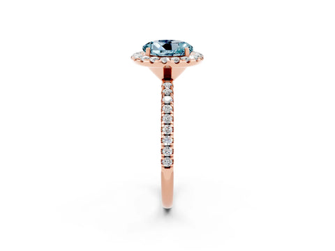 Rose gold Round Cut Halo Round Diamond Pavé Band Four-Prong Ring_2