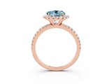 Rose gold Round Cut Halo Round Diamond Pavé Band Four-Prong Ring_3