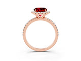 Rose gold Round Cut Halo Round Diamond Pavé Band Four-Prong Ring_3