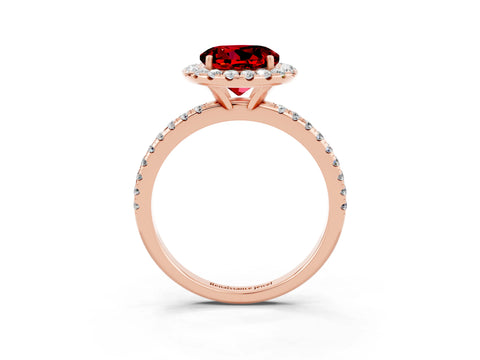 Rose gold Round Cut Halo Round Diamond Pavé Band Four-Prong Ring_3
