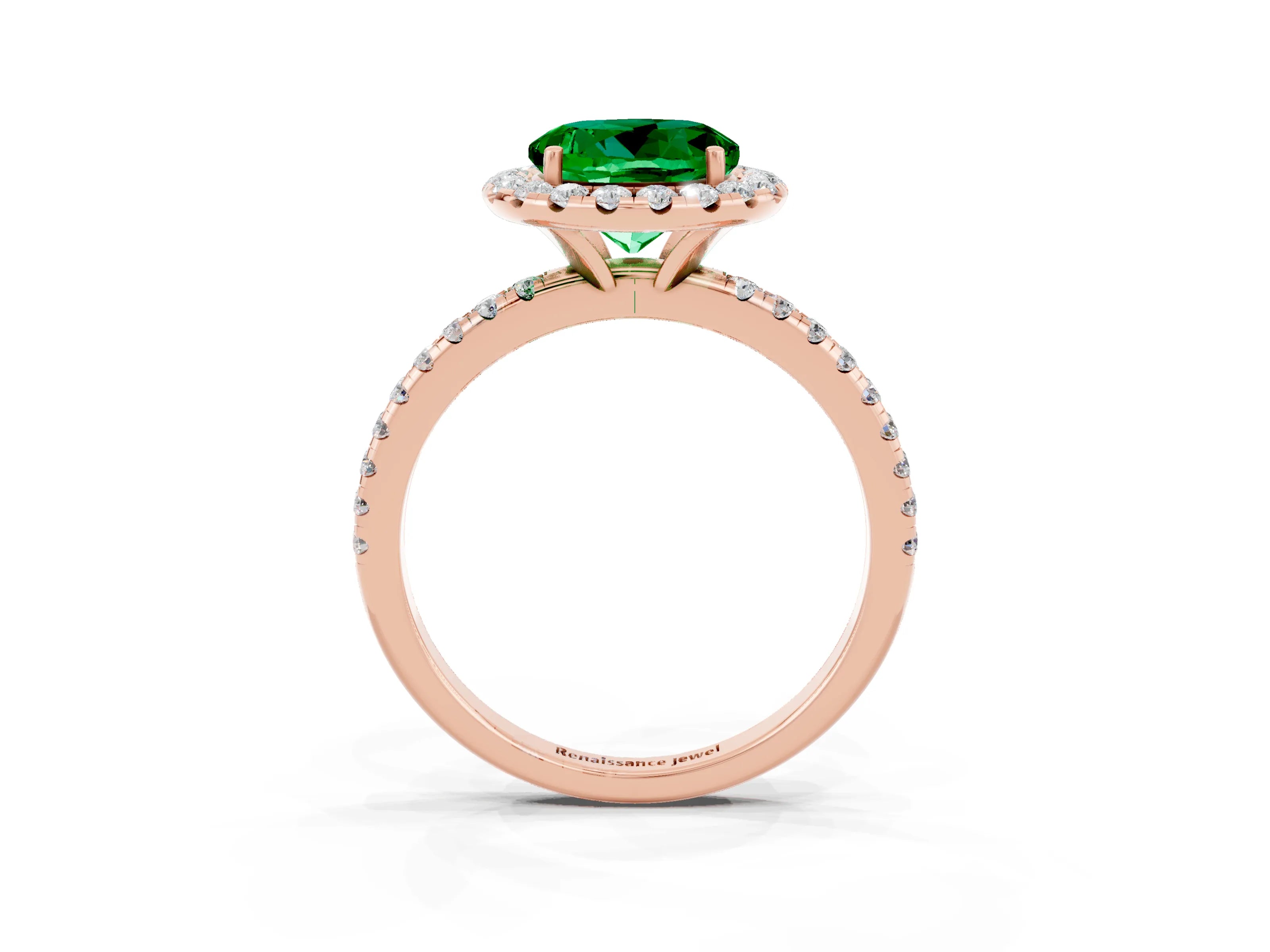 Rose gold Round Cut Halo Round Diamond Pavé Band Four-Prong Ring_3