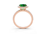 Rose gold Round Cut Halo Round Diamond Pavé Band Four-Prong Ring_3