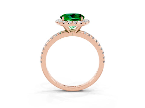 Rose gold Round Cut Halo Round Diamond Pavé Band Four-Prong Ring_3
