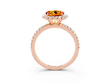Rose gold Round Cut Halo Round Diamond Pavé Band Four-Prong Ring_3