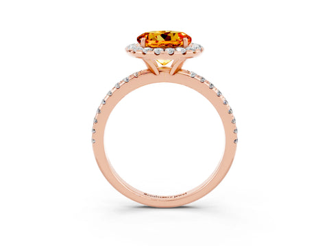 Rose gold Round Cut Halo Round Diamond Pavé Band Four-Prong Ring_3