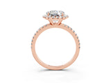 Rose gold Round Cut Halo Round Diamond Pavé Band Four-Prong Ring_3