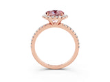 Rose gold Round Cut Halo Round Diamond Pavé Band Four-Prong Ring_3