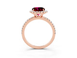 Rose gold Round Cut Halo Round Diamond Pavé Band Four-Prong Ring_3