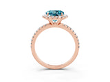 Rose gold Round Cut Halo Round Diamond Pavé Band Four-Prong Ring_3