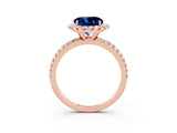 Rose gold Round Cut Halo Round Diamond Pavé Band Four-Prong Ring_3
