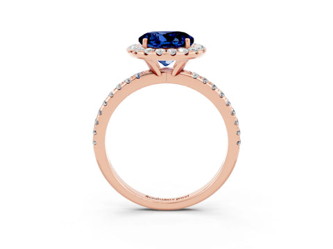 Rose gold Round Cut Halo Round Diamond Pavé Band Four-Prong Ring_3