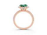 Rose gold Round Cut Halo Round Diamond Pavé Band Four-Prong Ring_3