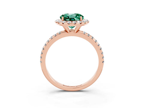 Rose gold Round Cut Halo Round Diamond Pavé Band Four-Prong Ring_3