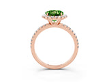 Rose gold Round Cut Halo Round Diamond Pavé Band Four-Prong Ring_3