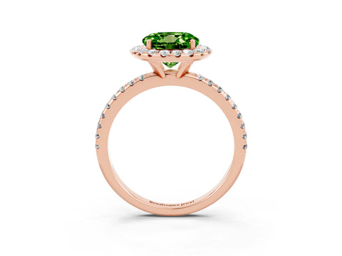 Rose gold Round Cut Halo Round Diamond Pavé Band Four-Prong Ring_3