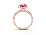 Rose gold Round Cut Halo Round Diamond Pavé Band Four-Prong Ring_3