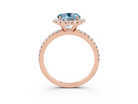 Rose gold Round Cut Halo Round Diamond Pavé Band Four-Prong Ring_3