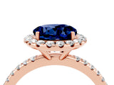 Rose gold Round Cut Halo Round Diamond Pavé Band Four-Prong Ring_4