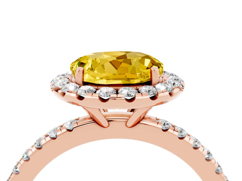 Rose gold Round Cut Halo Round Diamond Pavé Band Four-Prong Ring_4