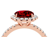 Rose gold Round Cut Halo Round Diamond Pavé Band Four-Prong Ring_4