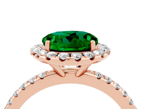 Rose gold Round Cut Halo Round Diamond Pavé Band Four-Prong Ring_4
