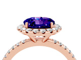 Rose gold Round Cut Halo Round Diamond Pavé Band Four-Prong Ring_4