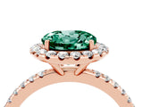 Rose gold Round Cut Halo Round Diamond Pavé Band Four-Prong Ring_4