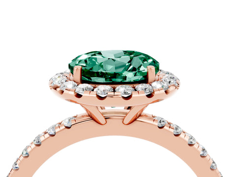Rose gold Round Cut Halo Round Diamond Pavé Band Four-Prong Ring_4