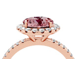 Rose gold Round Cut Halo Round Diamond Pavé Band Four-Prong Ring_4