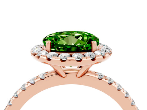 Rose gold Round Cut Halo Round Diamond Pavé Band Four-Prong Ring_4