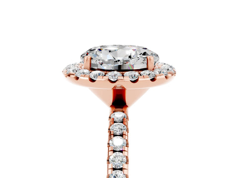 Rose gold Round Cut Halo Round Diamond Pavé Band Four-Prong Ring_5