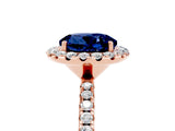 Rose gold Round Cut Halo Round Diamond Pavé Band Four-Prong Ring_5