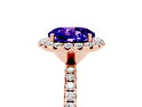 Rose gold Round Cut Halo Round Diamond Pavé Band Four-Prong Ring_5