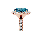Rose gold Round Cut Halo Round Diamond Pavé Band Four-Prong Ring_5