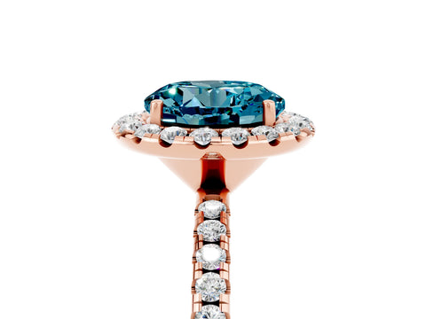 Rose gold Round Cut Halo Round Diamond Pavé Band Four-Prong Ring_5