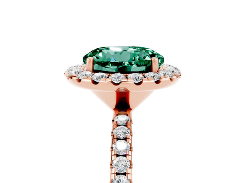 Rose gold Round Cut Halo Round Diamond Pavé Band Four-Prong Ring_5