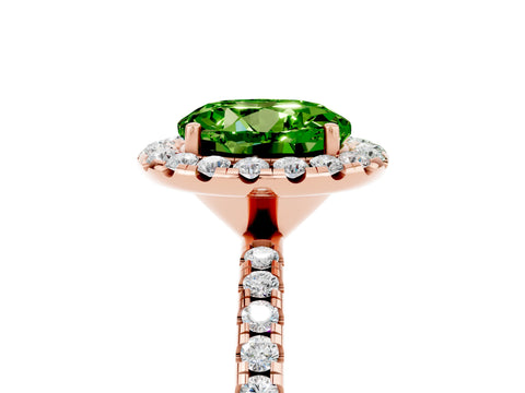 Rose gold Round Cut Halo Round Diamond Pavé Band Four-Prong Ring_5