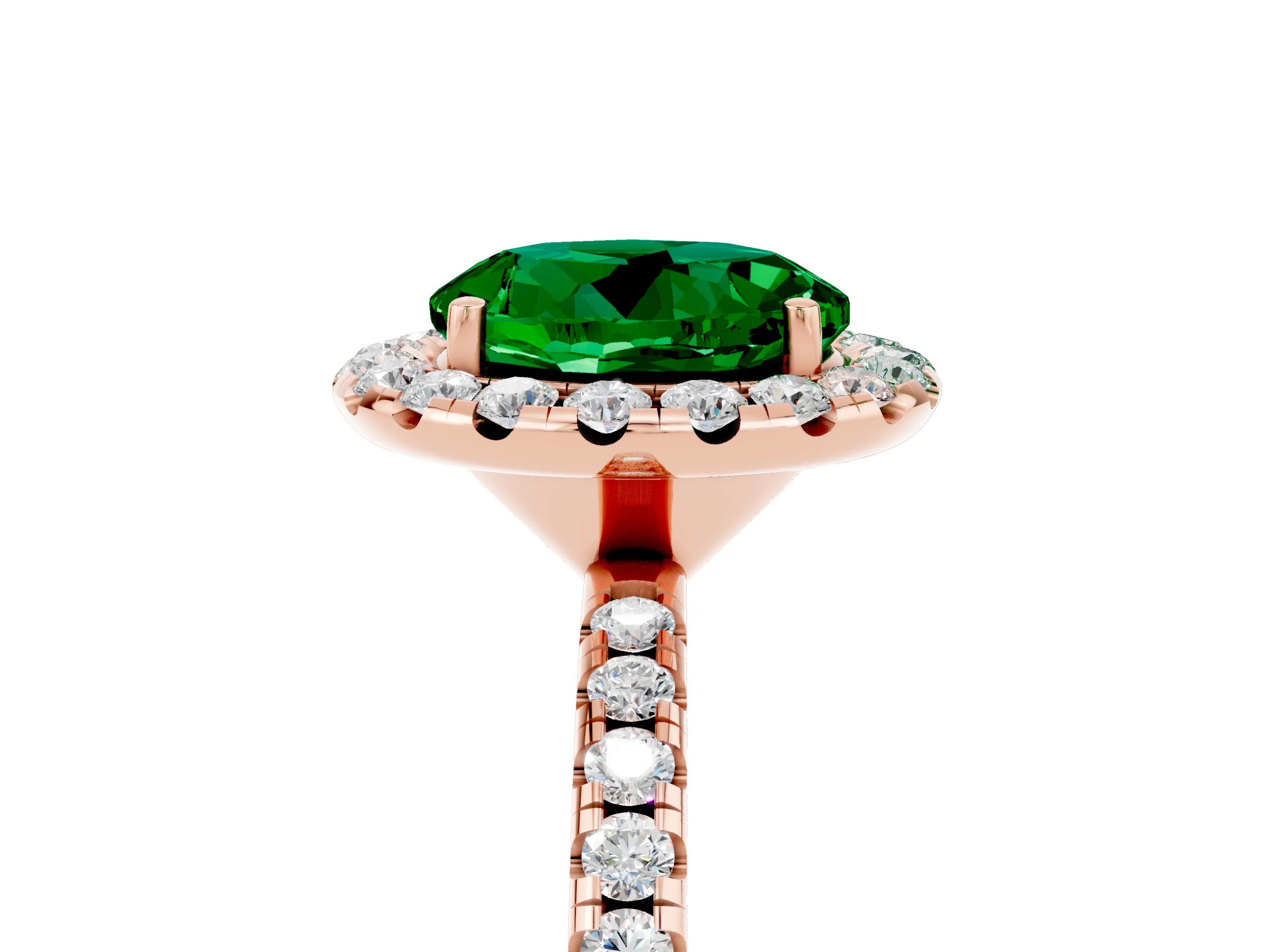 Rose gold Round Cut Halo Round Diamond Pavé Band Four-Prong Ring_5